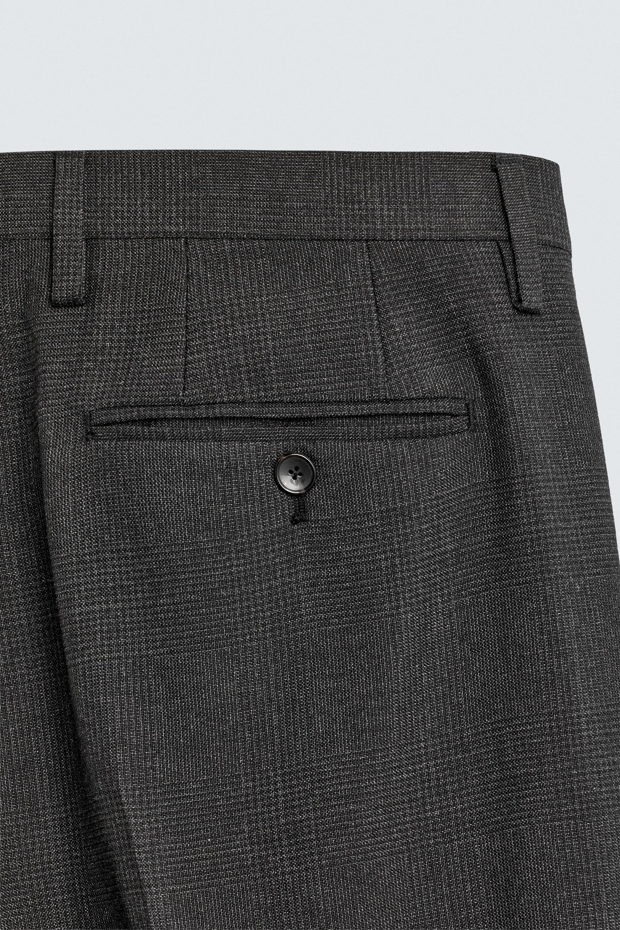 PLAID TEXTURED SUIT PANTS
